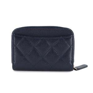 CHANEL Authentic Blue Caviar Leather Wallet
